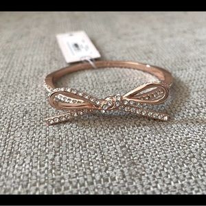 Bnwt Kate Spade Rose Gold Skinny Bow Pave Clasp bracelet